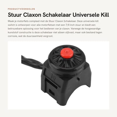 Dailygoods - Stuur Claxon Schakelaar - Universele Kill Switch - Hoogwaardige Kunststof - 22mm 7/8 inch - Betrouwbaar en Slijtvast - Geschikt voor Moto...