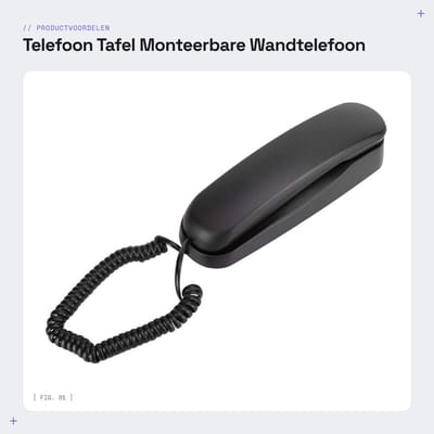 Dailygoods- Telefoonhouder Muurmontage - ABS Zwart - Compact en Draagbaar - Geïntegreerde Hoortoesteltechnologie - Geschikt voor Hotel en Gezin - Hoge Betrouwbaarheid - Wandtelefoon