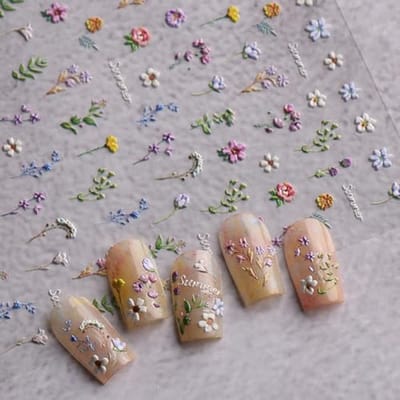 SnelShoppen - 3D Bloemen Nail Art Sticker Set - Zelfklevende Nagelstickers voor Lente en Zomer - Elegant en Sensueel - 1 Blad met Diverse Patroonkeuze