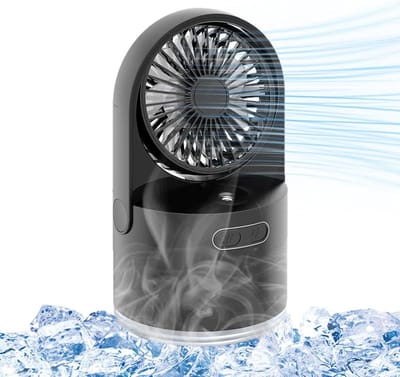 USB Ventilator - Luchtbevochtiger Ventilator - Persoonlijk Comfort - Draadloos Oplaadbaar - 18.6 x 10.3 cm - Zwart