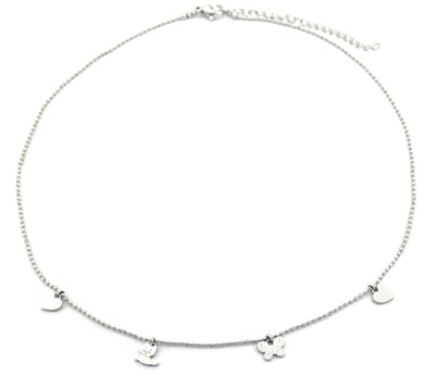 Ketting voor Kinderen - Bedeltjes - RVS - Lengte 35-41 cm - Zilverkleurig