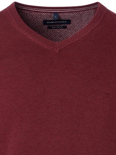 Casa Moda Heren Trui Met V-Hals Pima-Katoen 004430-485 Rood - 3XL