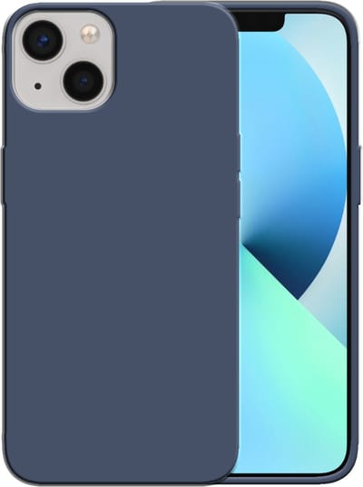 Smartphonica Siliconen hoesje voor iPhone 13 case met zachte binnenkant - Donkerblauw geschikt voor iPhone 13