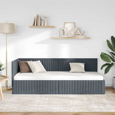 vidaXL - Hoek - Bed - Frame - Donkergrijs - 80 - x - 200 - cm - Fluweel