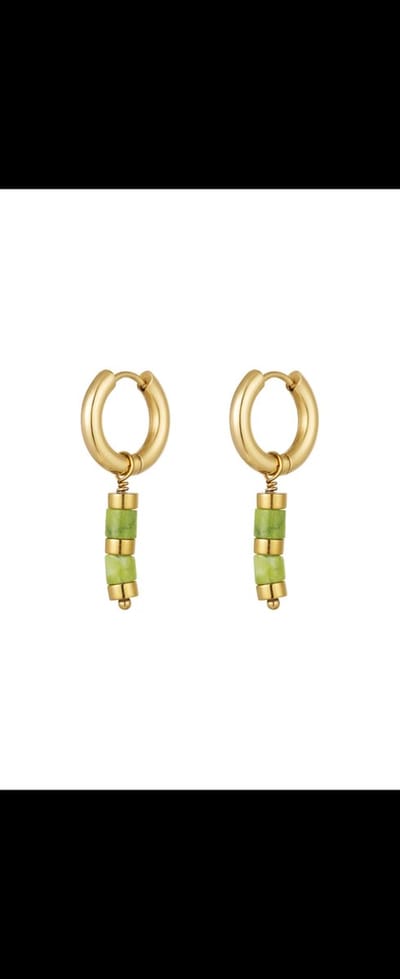 Oorbellen kraaltjes gouden details - goud/groen