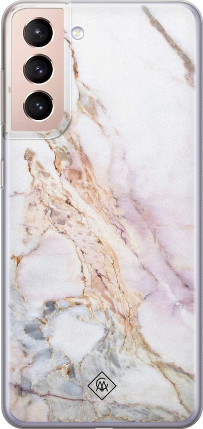 Casimoda® hoesje - Geschikt voor Samsung S21 - Parelmoer Marmer - Backcover - Siliconen/TPU - Multi