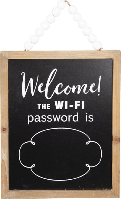 Clayre & Eef Krijtbordje WiFi 25x2x26 cm Bruin Zwart Hout Vierkant Tekstbord