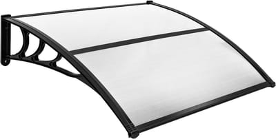 COSTWAY Luifel voor voordeur, overkapping van aluminium en polycarbonaat, transparante boogluifel, deurluifel, afdak voor huisdeur, deurluifel voor entree, 122 x 99 cm