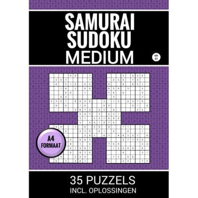 Samurai Sudoku - Medium - 35 Puzzels Incl. Oplossingen - Nr. 52 - Sudoku Puzzelboeken