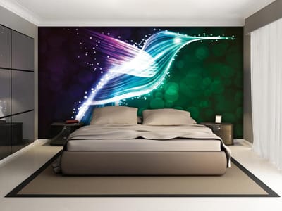 Bird Hummingbird Neon Colours Photo Wallcovering