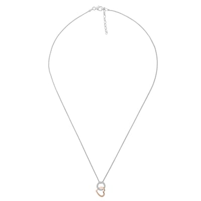 Orphelia ZH-7286 - CHAIN WITH PENDANT CIRCLE IN HEART SILVER AND ROSEGOLD ZIRCONIUM - 925 silver - cubic zirkonia - 45 cm