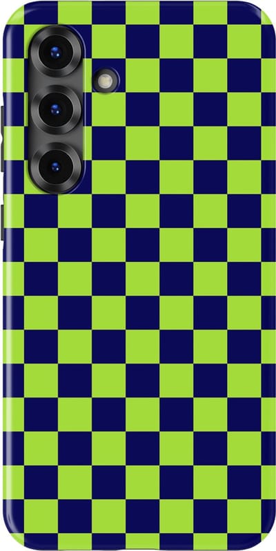Design Hoesje Samsung Galaxy S25 Plus | Geschikt Voor Mag | Tiny Squares Checkered Print | Backcover Samsung Galaxy S25 Plus Acid Grid