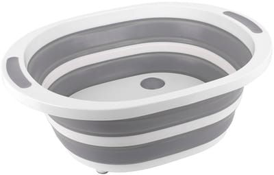Brunner 3-in-1 Opvouwbare Camping Waskom - Grijs/Wit - Snijplank, Afgietbak & Afwasteil - 40 x 31.8 cm - Ruimtebesparend - Lichtgewicht - BPA-vrij
