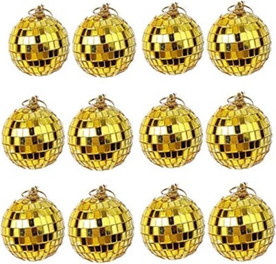 Disco Hangbal Set - Feestdecoratie Ballen - Feestelijke Sfeer Creëren - Spiegelende Oppervlakken - 12 Delig - Goud