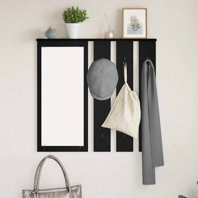 vidaXL - Wandgemonteerde - kapstok - Muurmontage - Zwart - eiken - 84 - x - 10 - x - 80 - cm