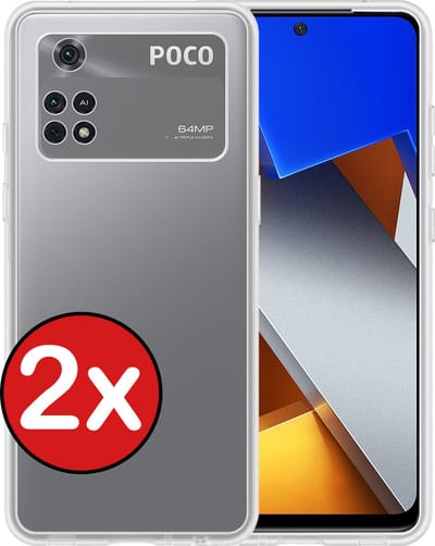 Hoesje - 2 Stuks - Geschikt voor Xiaomi Poco X4 Pro 5G - Sterk & Shockproof - Telefoonhoes - Back Cover - Case Siliconen - Telefoon Hoes - Transparant
