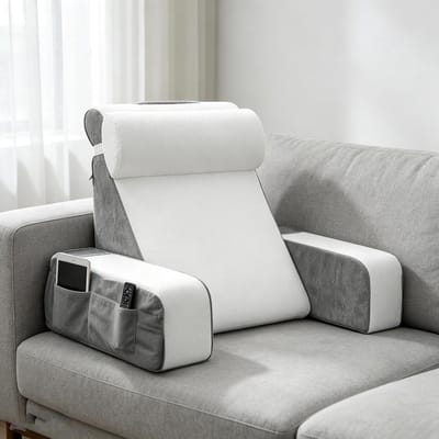 Groot Leeskussen - Bed Rugsteun - Comfortabel Lezen - Afneembare Nekrol - 48 x 40 cm - Grijs