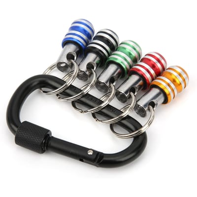 5 Stuks Sleutelhanger Schroevendraaier Bit Houders Aluminiumlegering 3 Sleuven 1/4 inch Snelontgrendelingsgereedschap gray