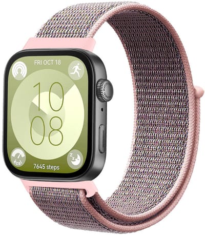 Strap-it Nylon bandje met klittenbandsluiting - geschikt voor Huawei Watch Fit 3 / Watch Fit 4 / Watch Fit 4 Pro / Watch Fit 5 / Watch Fit 5 Pro (pink sand)