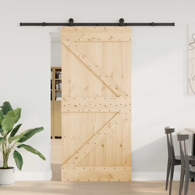 vidaXL - Schuifdeur - NARVIK - Naturel - en - Zwart - 95 - x - 210 - cm - (213,5 - cm)