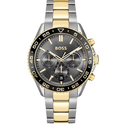 BOSS HB1514144 RUNNER Heren Horloge - Chronograaf - Mineraalglas - Staal - Zilverkleurig - 43 mm breed - Quartz - Vouw/Vlindersluiting - 5 ATM (douchen)
