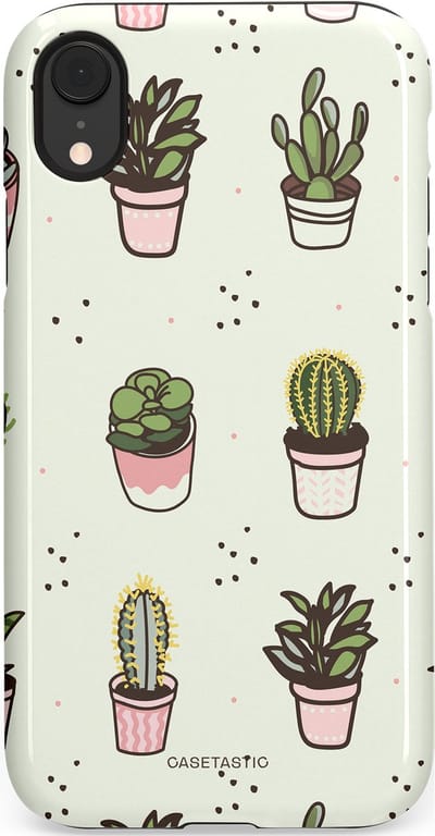Casetastic Hoesje Geschikt voor Apple iPhone Xr - Stijlvolle Beschermende Duo-layer Case - Familie Cactus