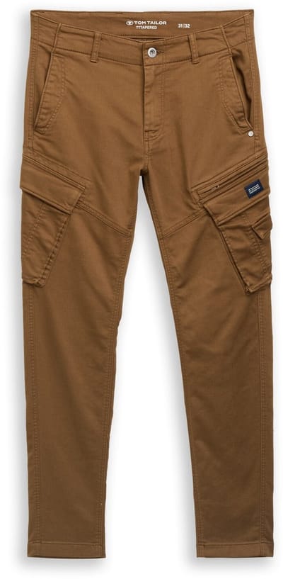 Tom Tailor - Tapered cargobroek met stretch - Maat 29/32 - dark palm