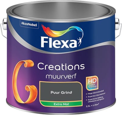 Flexa - Creations Muurverf Extra Mat - Puur Grind - Mengverf - 2,5 L