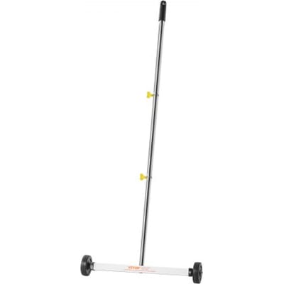 VEVOR magnetische veegmachine met wielen, 43 cm, 4,5 kg draagvermogen, magnetische borstel met verstelbare handgreep, voor het opzuigen van spijkers en schroeven, reiniging van garages en dakprojecten.