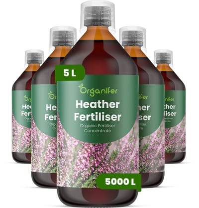Vloeibare Meststof Voor Heiderplant 5X1 L Voor 5000 L - Npk 2-1-8 - Sterke Groei - Vochtregulatie - Verbetert Bloemrijkheid - Kleurintensiteit En Seizoensbloei - Ondersteunt Een Gezonde Zuurgraad Van De Bodem - Organifer