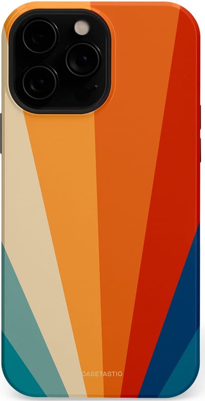 Casetastic hoesje geschikt voor Apple iPhone 13 Pro - MagSafe - Dubbellaagse bescherming - Retro straal - Fashion Case - Oranje Okergeel Petrol Rood