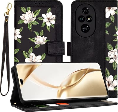 Hoesje geschikt voor HONOR 200 Pro - Techsuit FlipCraft Book Wallet Case met koord - Flowers of the Dawn