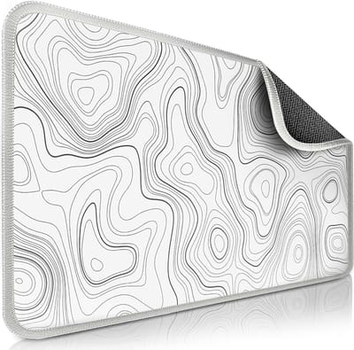 Maxlvl Gaming muismat XXL wit - grote muismat 900 x 400 mm - antislip bureauonderlegger voor gaming en kantoor - franjevrije randen - nauwkeurig en duurzaam