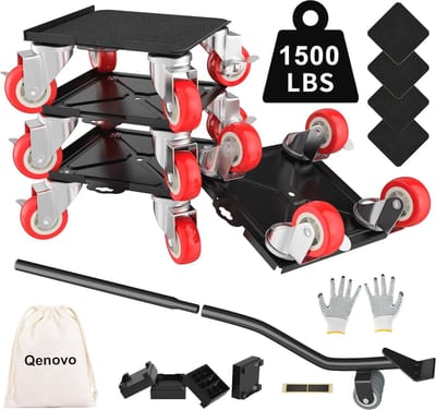 Meubeltransportwielenset - 4 wielen 1500 Ibs - maximale draagkracht 360 graden draaibaar - stil wiel met remmen - meubelroller - voor moeiteloos meubels verplaatsen (153 IN - 4 wielen)