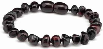 Baby/Kind – Barnsteen armbandje - Ronde kraaltjes - Gepolijst - 14cm - Kers