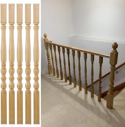 Houten Balusters - Spindels Trap - Trap Renoveren - Massief Hardhout - 5 Stuks 85cm - Natuurlijk Hout