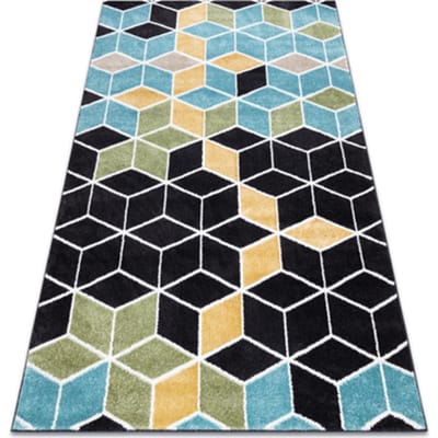Kleden Rugsx Tapijt POLI 9139A Cube 3D-kubus zwart / 120x170 cm