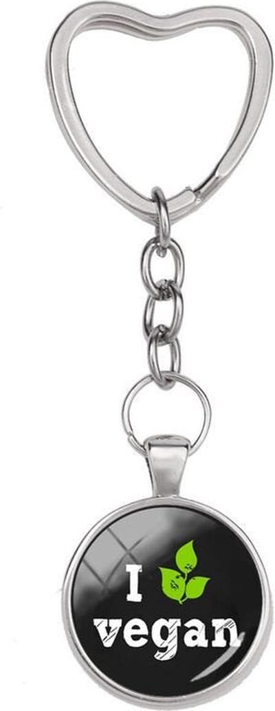 GoedeDoelen.Shop | Sleutelhanger I love Vegan | Tashanger | Vegan Sleutelhanger | Vegan Tashanger | Plantaardig | Cadeautje