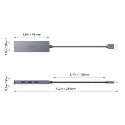 Aukey CB-H36 4260397843871 USB-hub 4 poorten USB-A USB 3.0 5 GBit/s Zilver