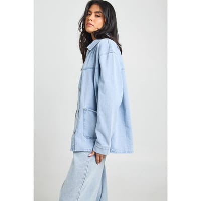 boohoo Dames Denim Shacket | Gebleekt | Maat: 44