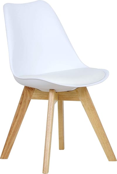 Kamyra® Houten Kuipstoel - Eetkamerstoel, Kuipstoel, Stoel, Eetkamerstoelen - Beukenhout - Wit - 48x42x82 cm