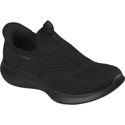 Skechers Ultra Flex 4.0 Pure Dream Textiel Dames Zwarte Gebreide/S Randen Sneakers