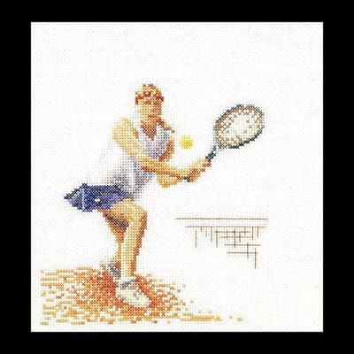Thea Gouverneur - Borduurpakket met telpatroon - 3031A - Voorgesorteerde DMC Garens - Tennis - Aida - 16 cm x 17 cm - DIY Kit