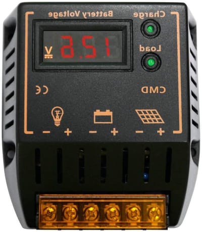 Zonnelaadregelaar - Solar Controller PWM - Energie Management - Intelligente Single-chip Besturing - 9.5x10.3x3.9 cm - Zwart