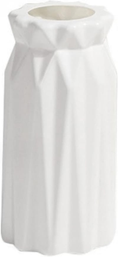 Onbreekbare Bloemenvase in Scandinavische Stijl voor Simulatiebloemen Decoratie in Woonkamer en Eetkamer - D-Type Wit, 17 x 8 x 7 cm