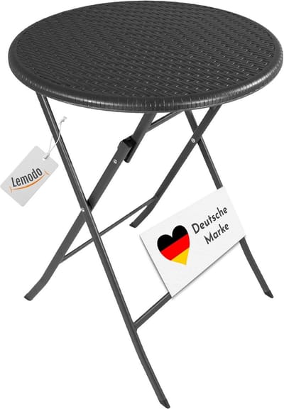 Ronde Klaptafel - Balkontafel Campingtafel - Buiten Zitten - Inklapbaar Ruimtebesparend - 60 cm Diameter - Zwart