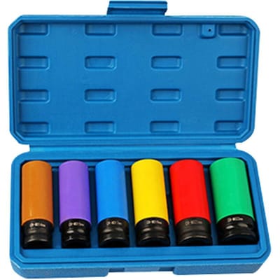 Ensemble de 6 douilles de clé à cliquet Manches de protection de pneus Kit d'outils de réparation pour voiture et moto multicolore