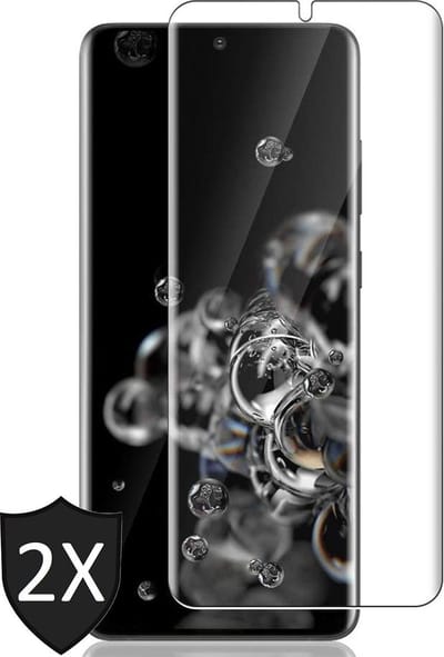 Screenprotector geschikt voor Samsung S20 Ultra - Full Glas PET Folie Screen Protector - 2 Stuks
