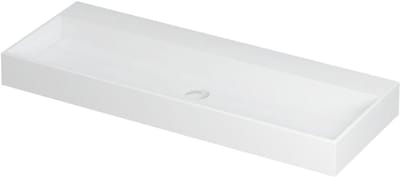 INK United Wastafel Porselein Zonder Kraangat incl. Porseleinen Click Plug en Verborgen Overloop Systeem - 1200x450x110 mm - Mat Wit