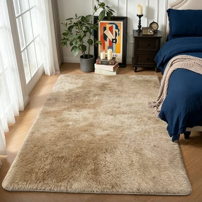 Hoogpolig Fluffy Vloerkleed 160x230 cm Taupe – 30 mm Shaggy Tapijt – Zacht Vloerkleed voor Woonkamer en Slaapkamer